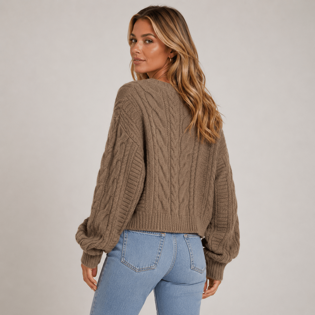 Sophie | Woman's V-neck loose-fitting cardigan sweater - Edin London