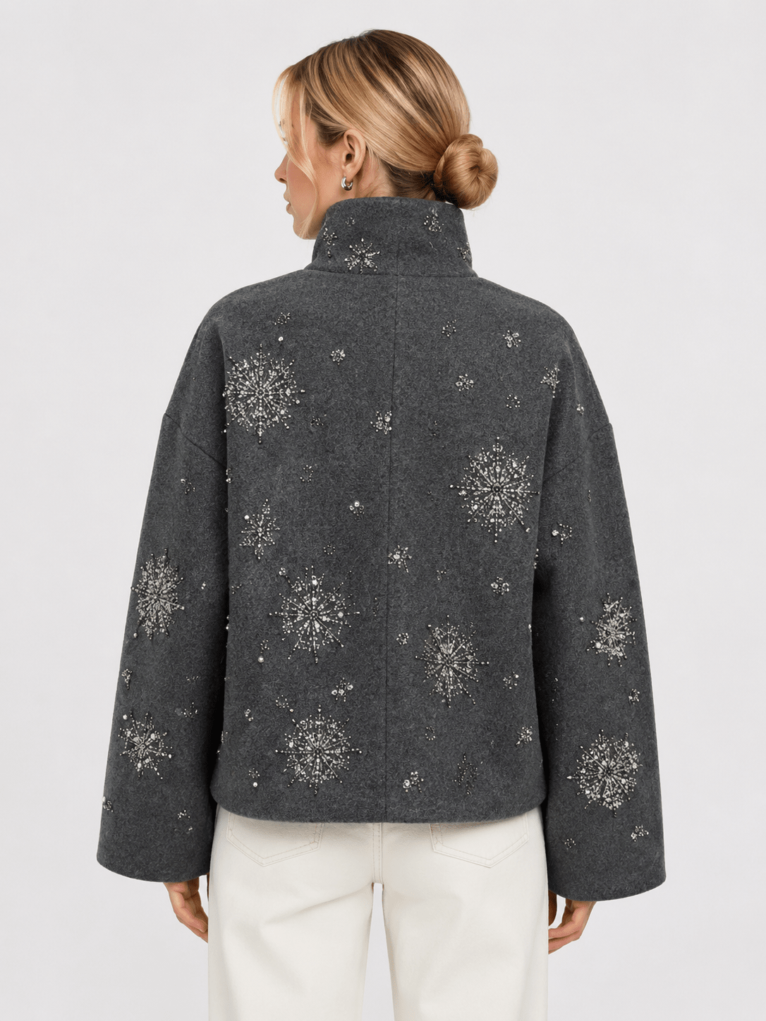 Sophie | Women Relaxed High neck sequin jacket - Edin London