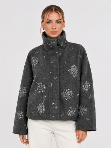 Sophie | Women Relaxed High neck sequin jacket - Edin London