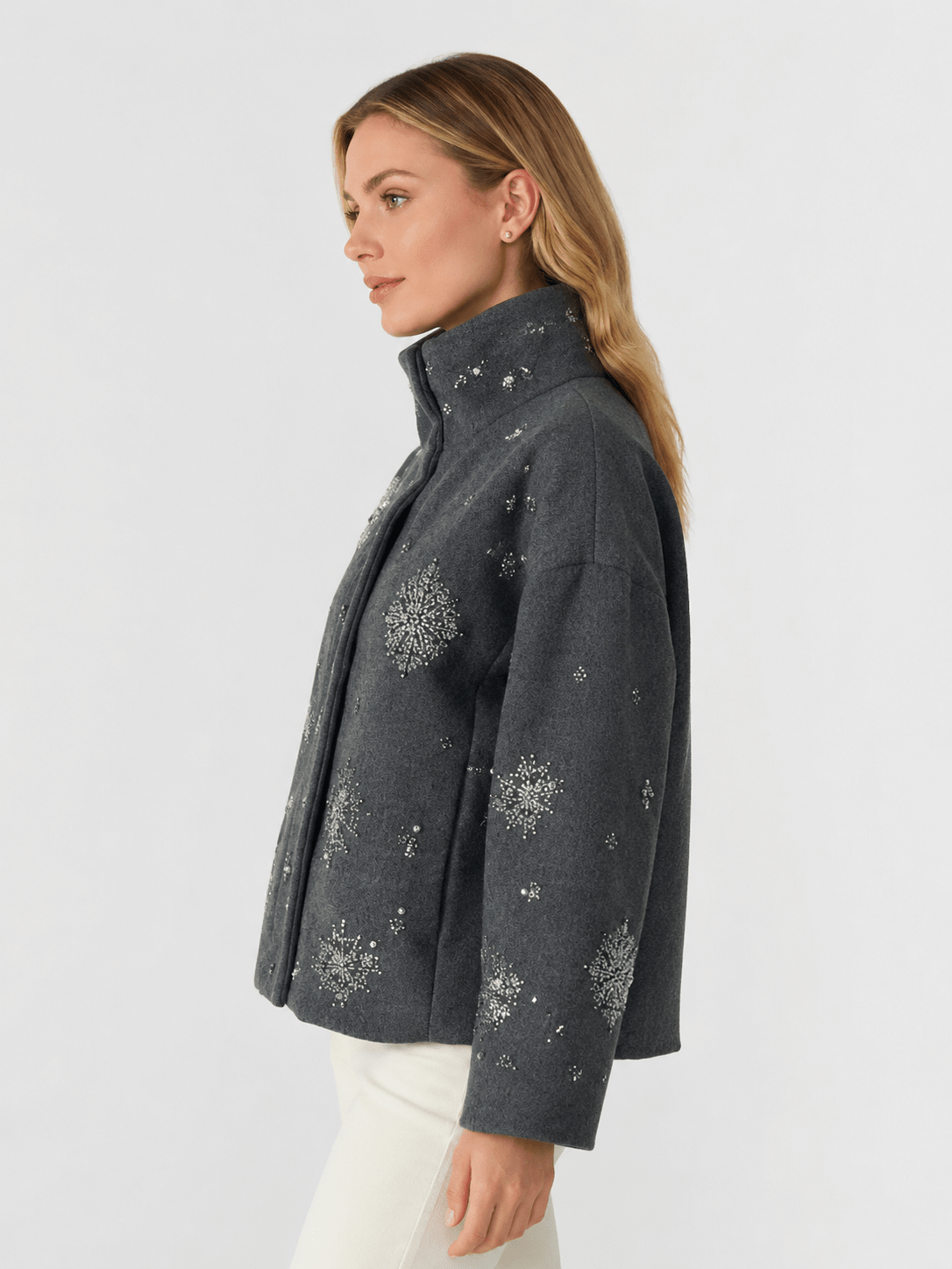 Sophie | Women Relaxed High neck sequin jacket - Edin London