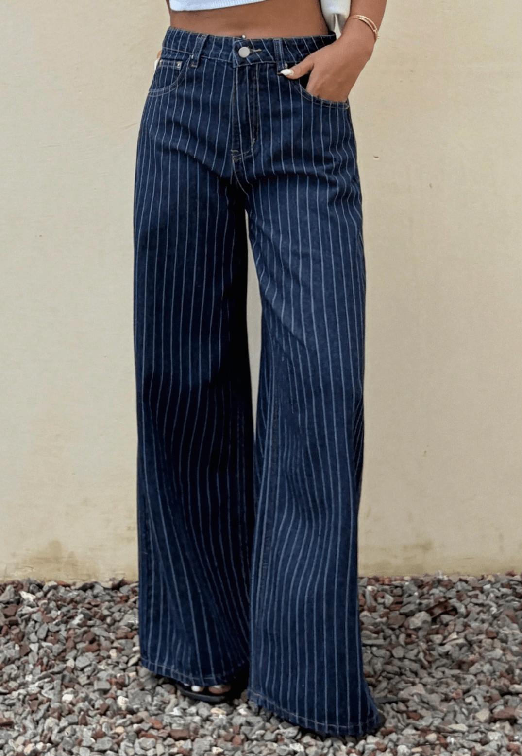 Striped Loose Casual Jeans Women's Relaxed Fit Denim - Edin London
