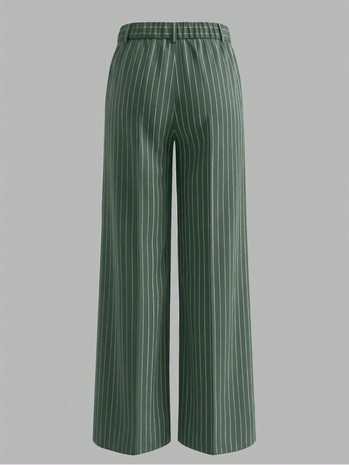 Striped Straight Leg Work Trousers Women's Casual Business Pants - Edin London