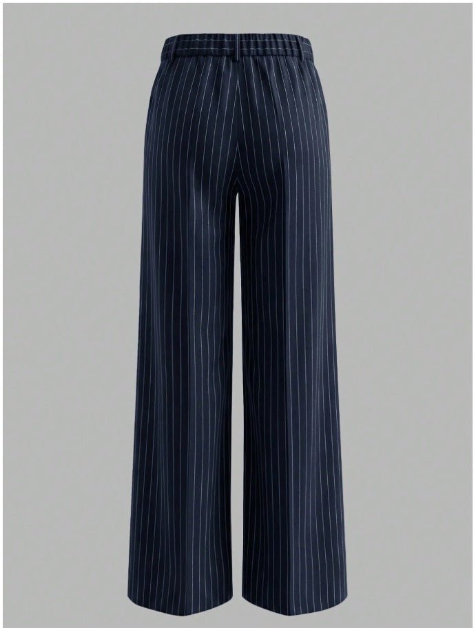 Striped Straight Leg Work Trousers Women's Casual Business Pants - Edin London