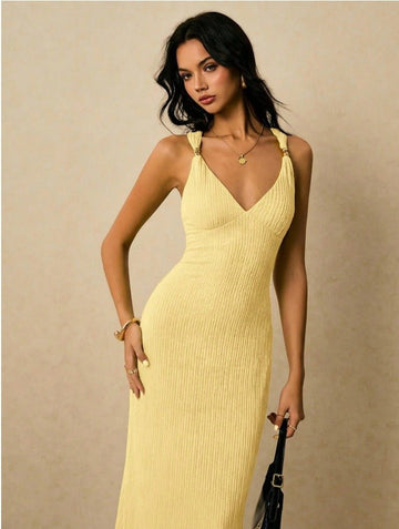 Sweetheart Neck Fitted Sleeveless Dress Women's Elegant Solid Color Maxi Dress - Edin London
