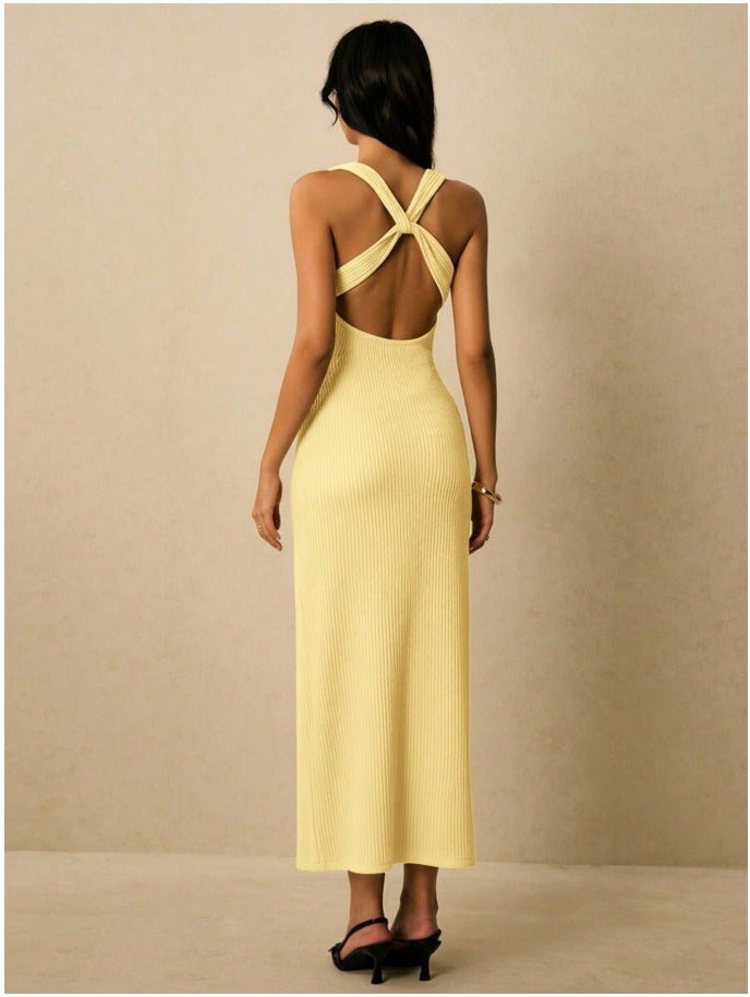 Sweetheart Neck Fitted Sleeveless Dress Women's Elegant Solid Color Maxi Dress - Edin London