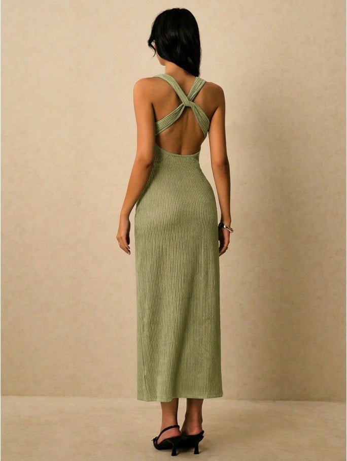 Sweetheart Neck Fitted Sleeveless Dress Women's Elegant Solid Color Maxi Dress - Edin London