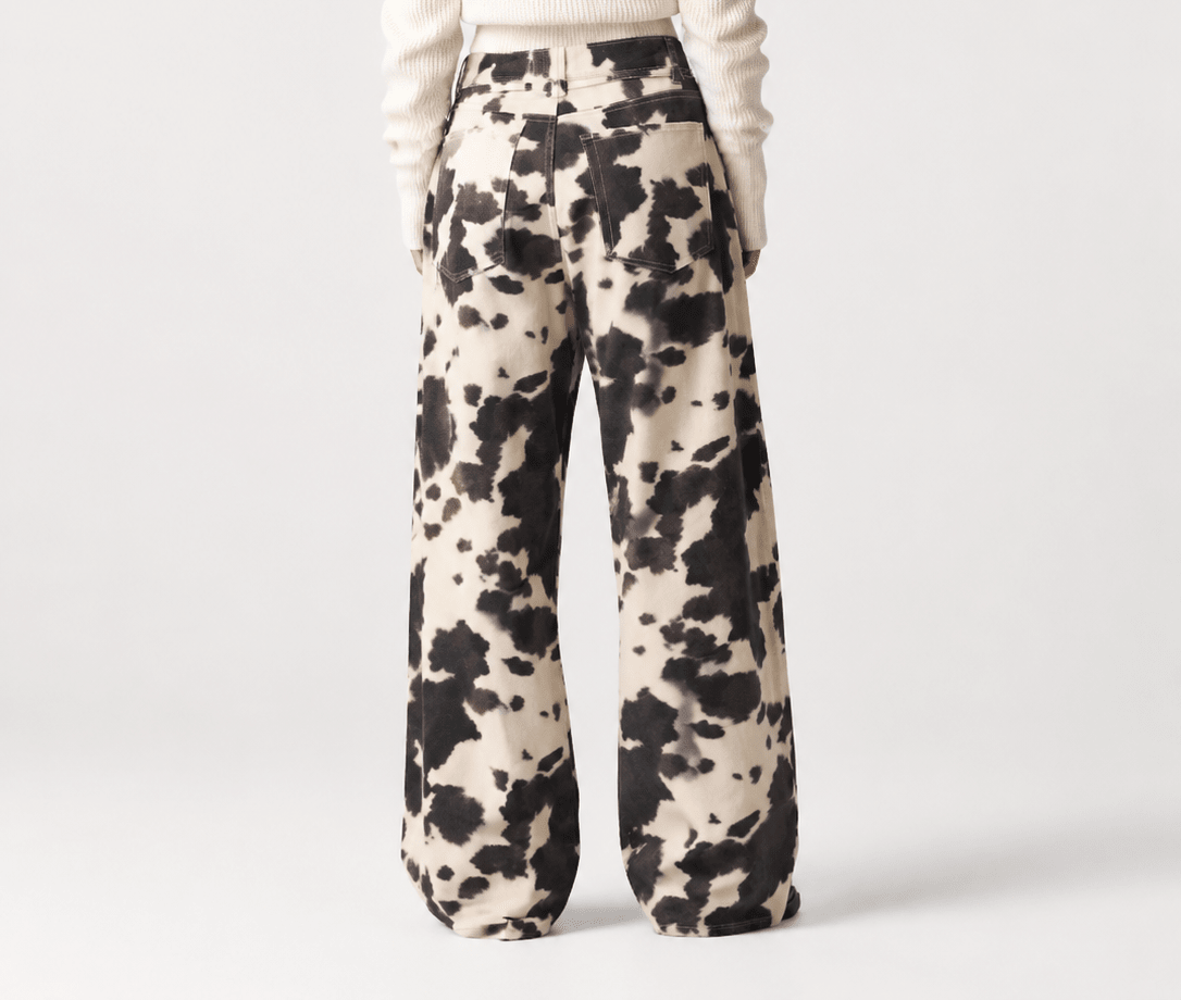 Vintage Printed Straight-Leg Jeans – High-Waist Relaxed Cotton Denim Casual Trousers - Edin London
