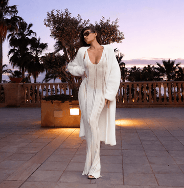 White Long Plush Cardigan Women's Lazy Style Sweater Jacket - Edin London