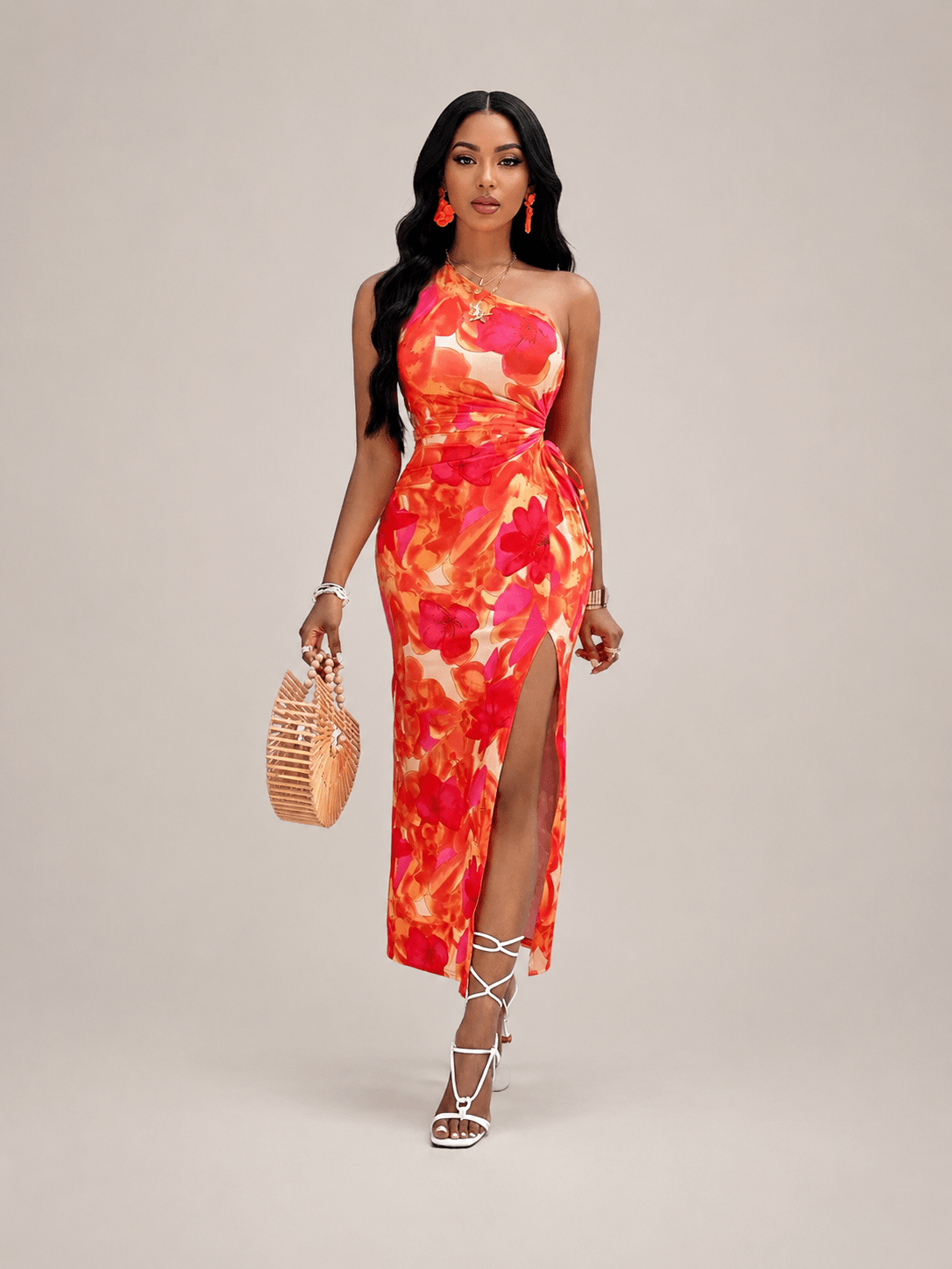 Womans' Printed Halter Backless Bodycon Maxi Dress - Edin London