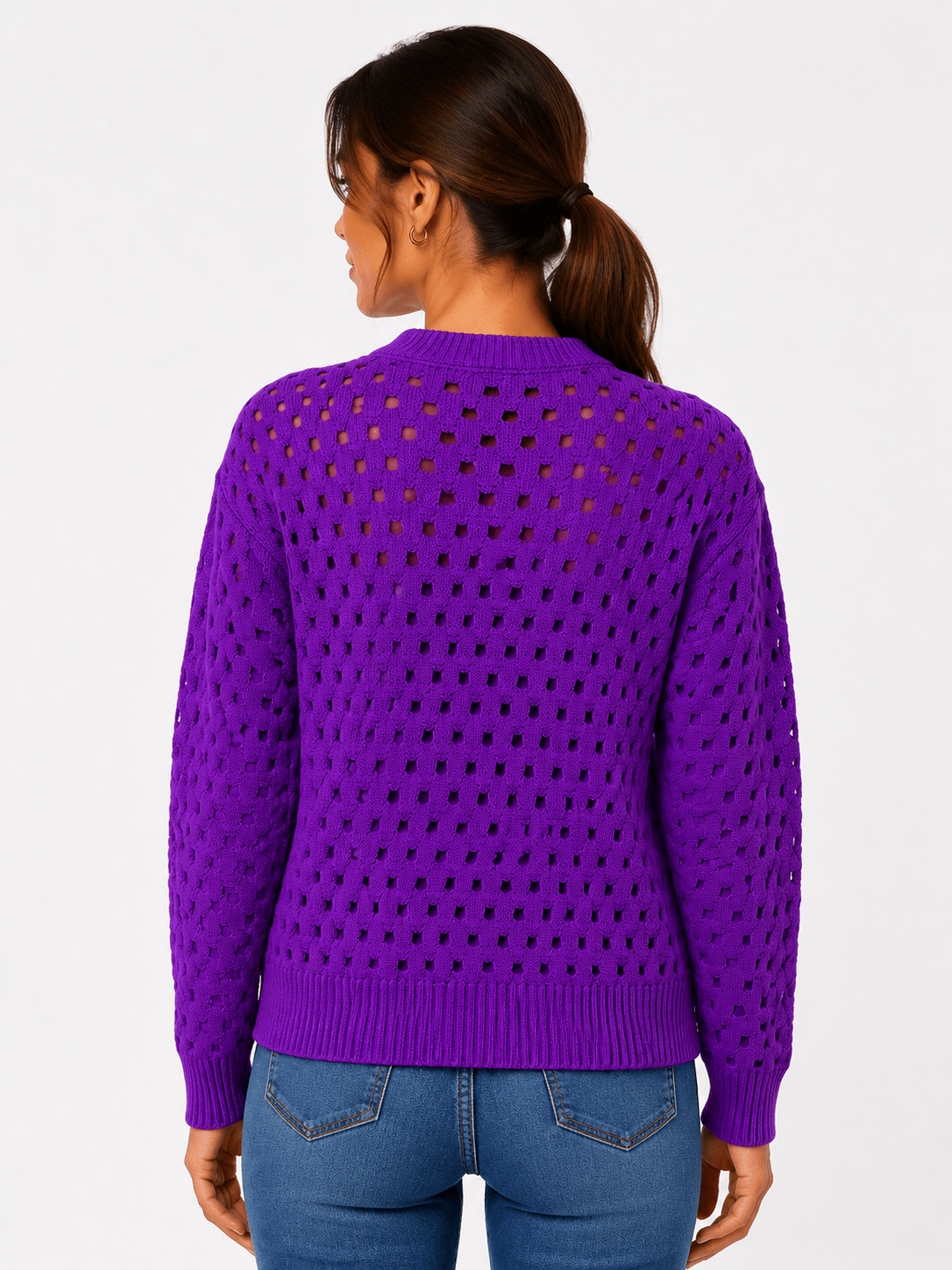 Woman's Stunning Hollow Knit Zip Cardigan - Edin London