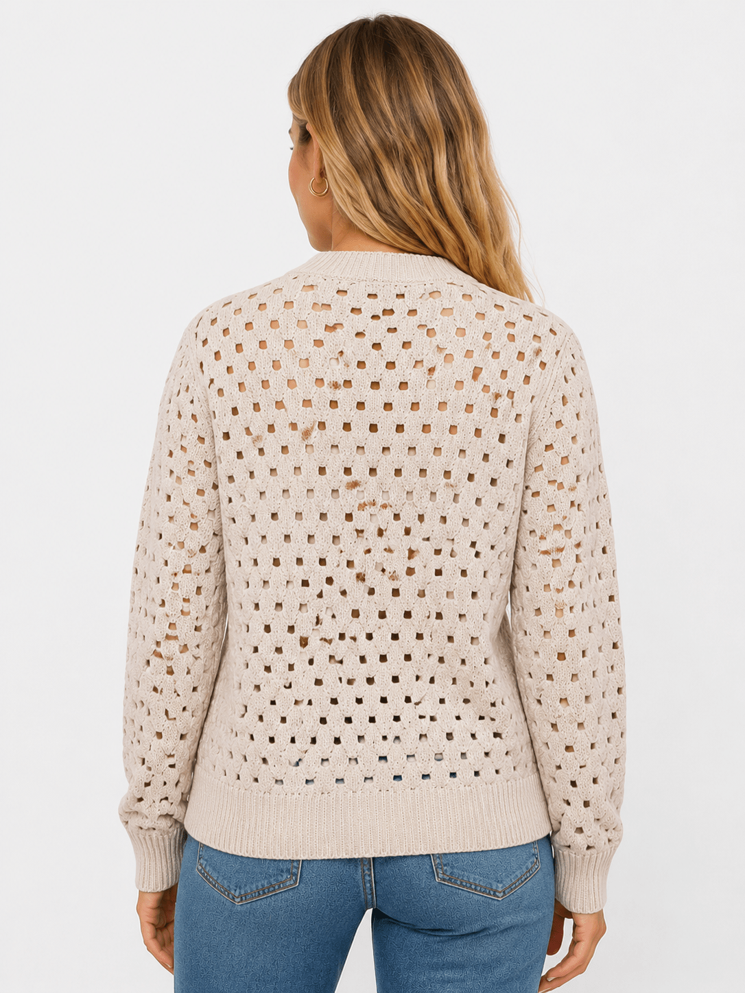 Woman's Stunning Hollow Knit Zip Cardigan - Edin London