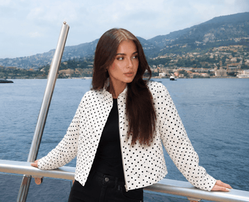 Woman's White Polka Dot Flight Jacket - Edin London