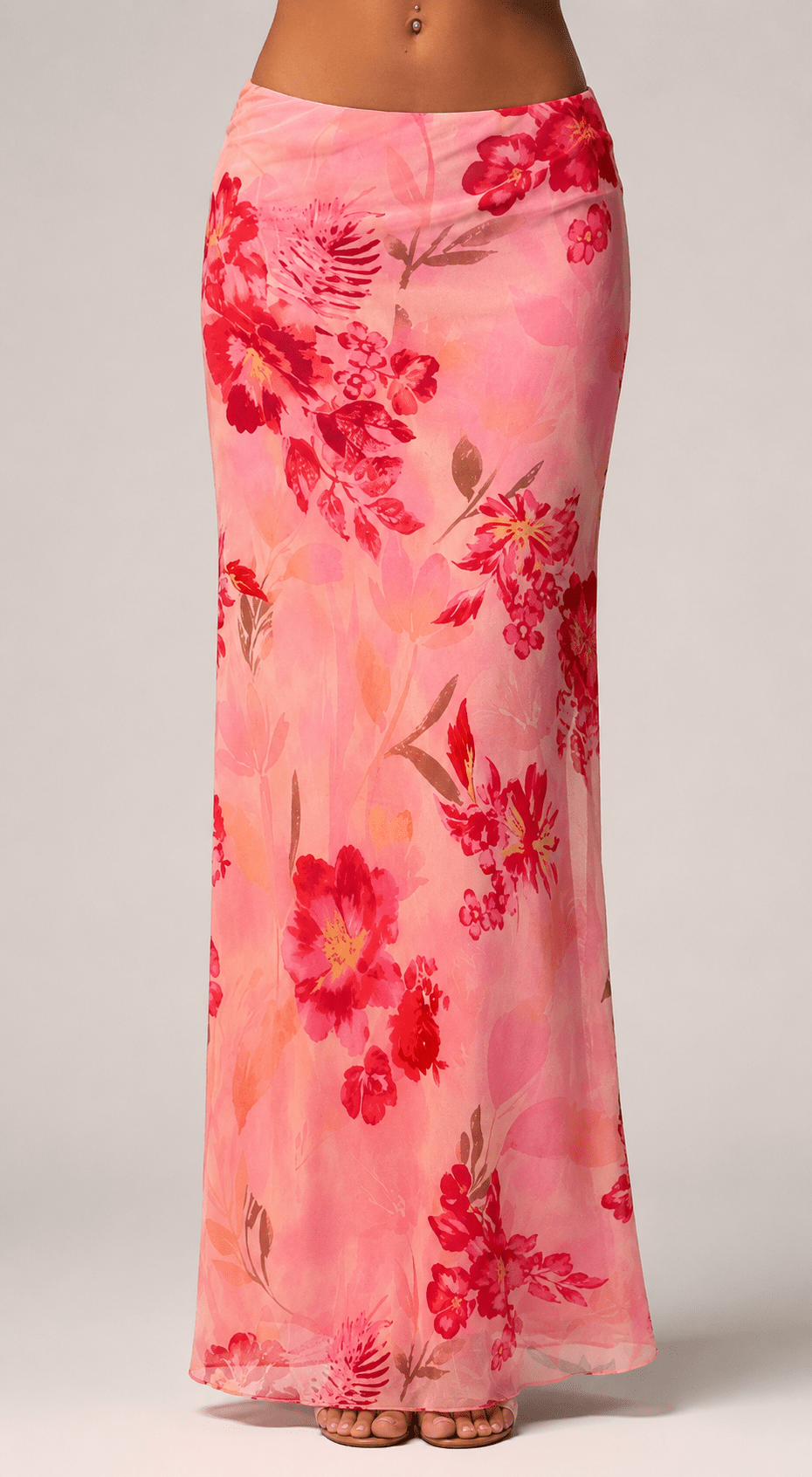 Women's Boho Floral Print Low Waist Maxi Skirt Holiday Beach Vacation Resort Wear - Edin London