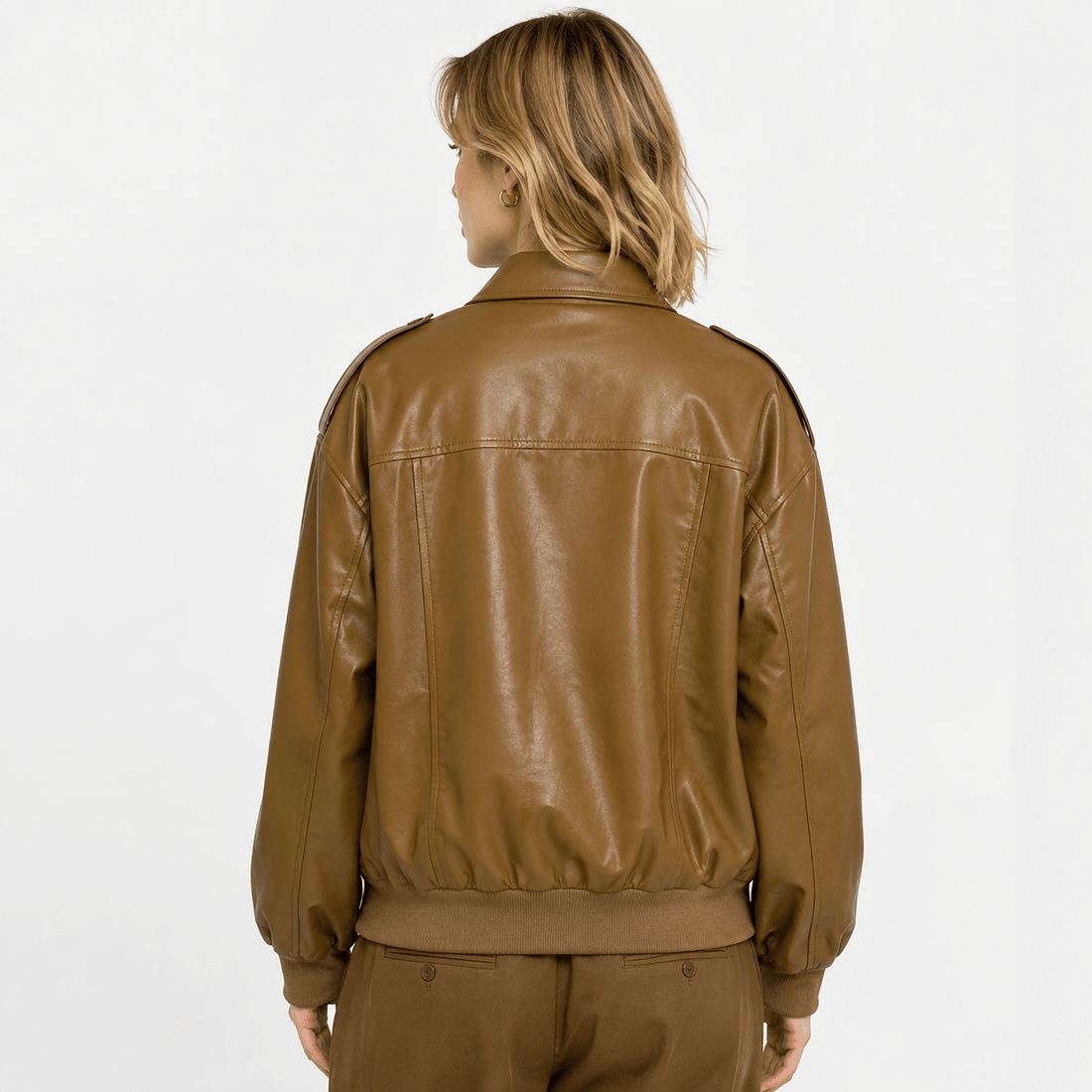 Women's Brown Loos Fit Vintage Motorcycle Jacket Winters - Edin London