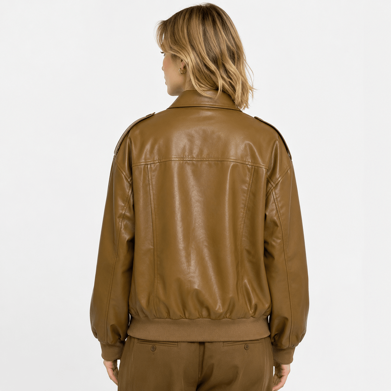 Women's Brown Loos Fit Vintage Motorcycle Jacket Winters - Edin London
