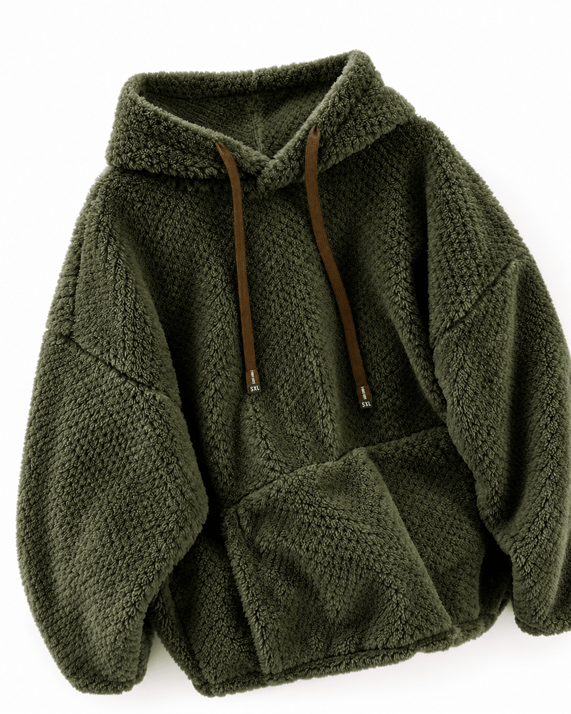 Women’s Brown Sherpa Fleece Pullover Hoodie With Drawstring Everyday Use - Edin London