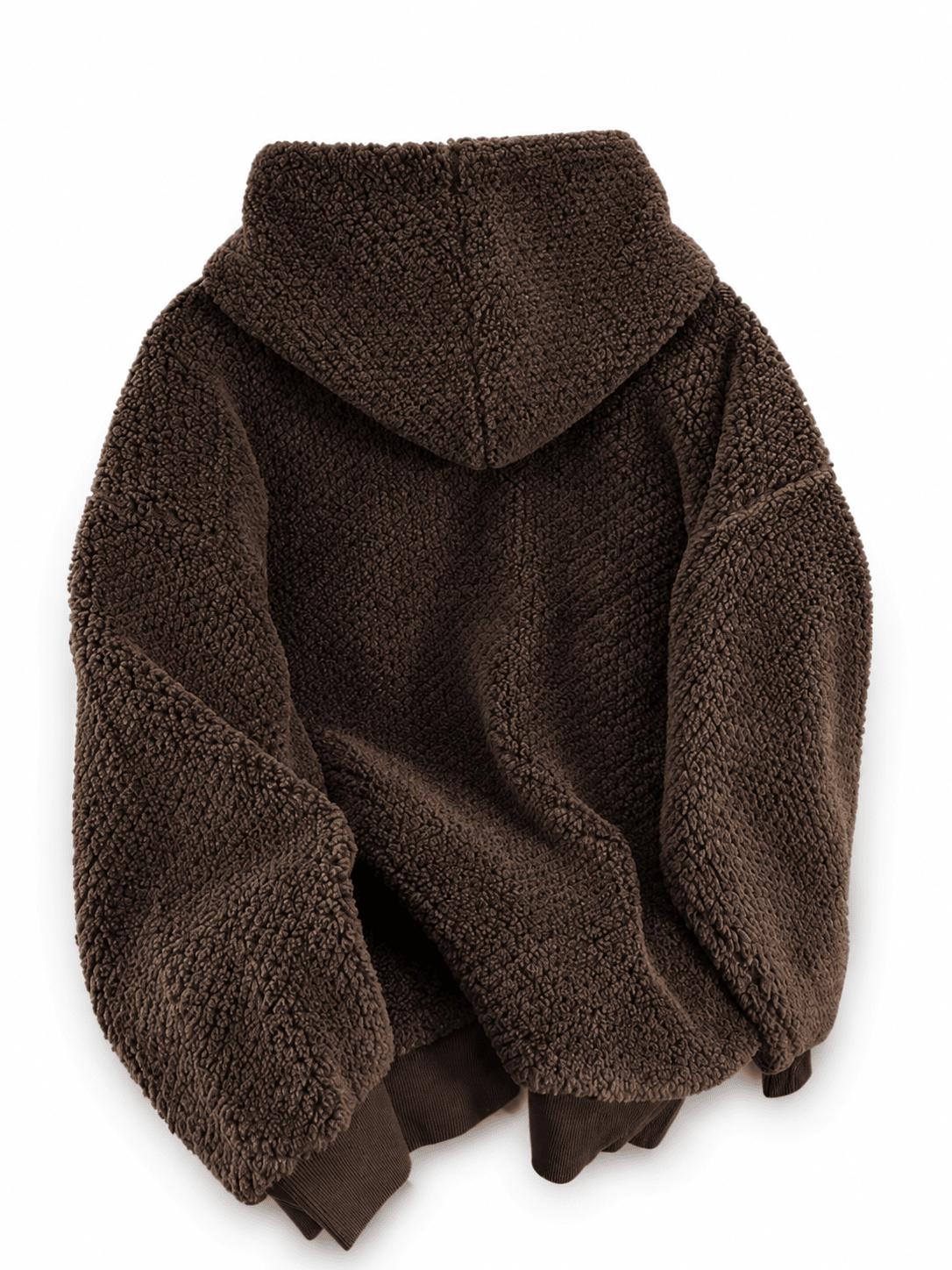 Women’s Brown Sherpa Fleece Pullover Hoodie With Drawstring Everyday Use - Edin London