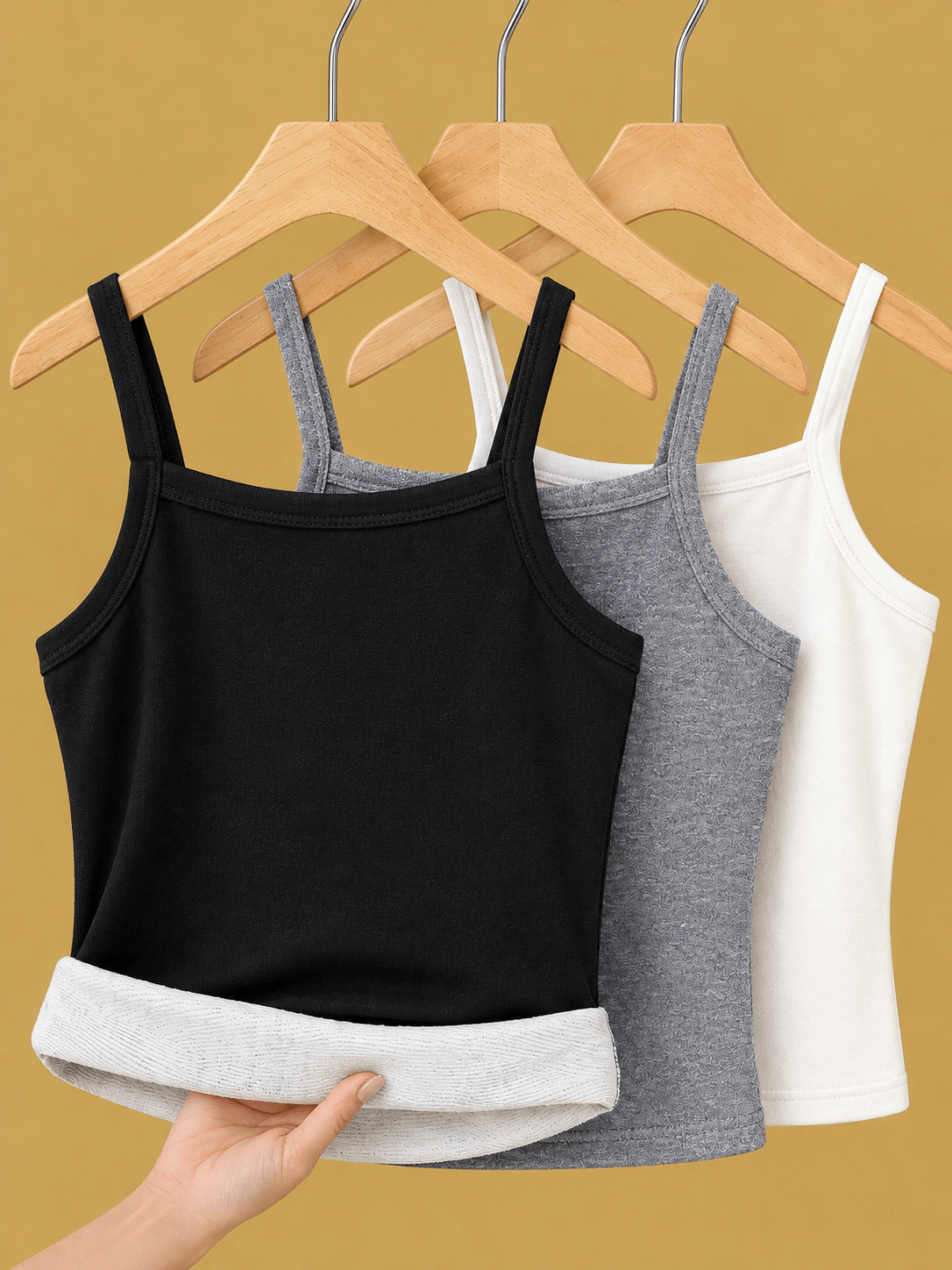 Women’s Camisole Tank Tops Black, Grey & White 3-Piece Set - Edin London