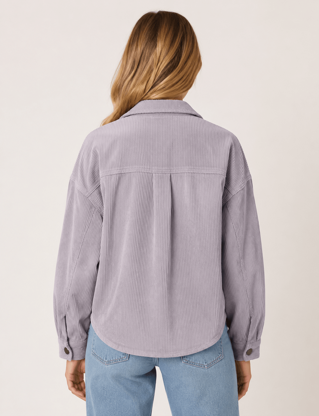 Women's Casual Corduroy Jacket Lightweight Button Up Long Sleeve Spring & Autumn Coat - Edin London