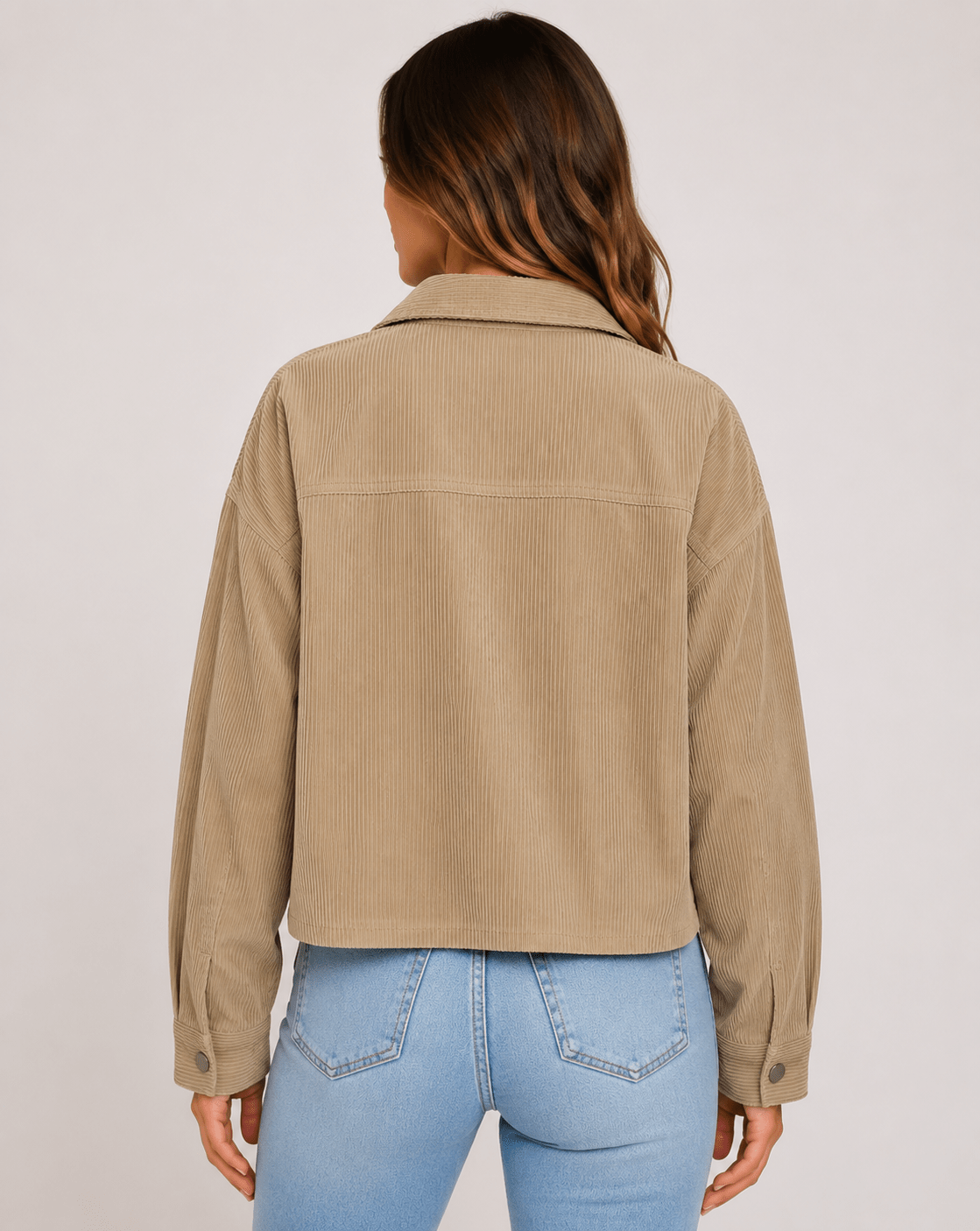 Women's Casual Corduroy Jacket Lightweight Button Up Long Sleeve Spring & Autumn Coat - Edin London