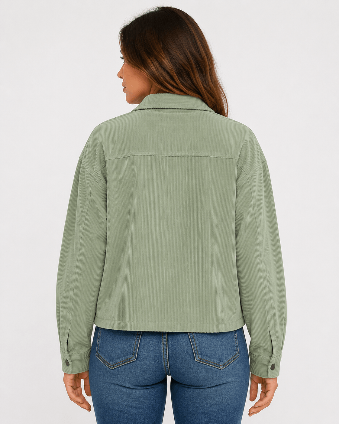 Women's Casual Corduroy Jacket Lightweight Button Up Long Sleeve Spring & Autumn Coat - Edin London