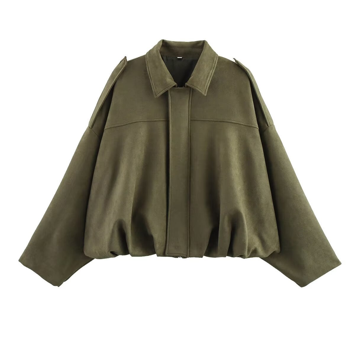 Womens casual suede texture lapel bomber jacket coat - Edin London