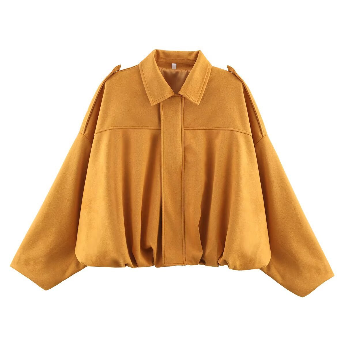 Womens casual suede texture lapel bomber jacket coat - Edin London