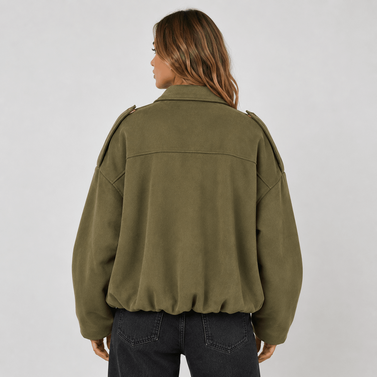 Womens casual suede texture lapel bomber jacket coat - Edin London