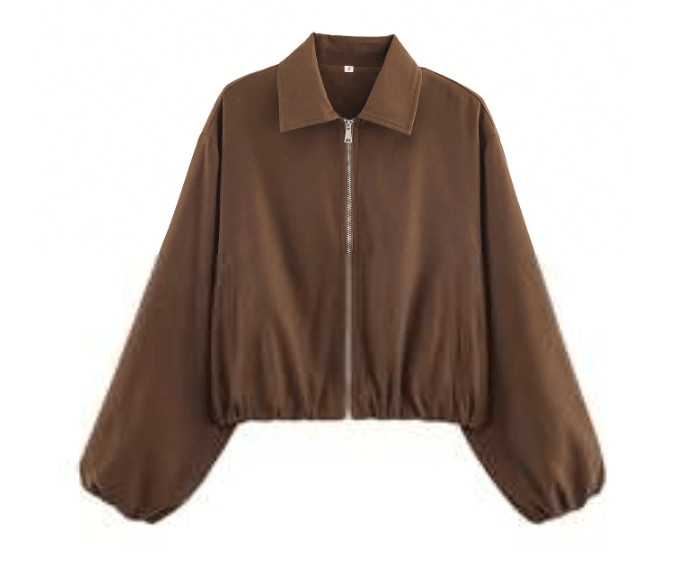 Women's Casual Zip Front Utility Jacket Long Sleeve Lapel Collar Lightweight Spring & Autumn Coat - Edin London