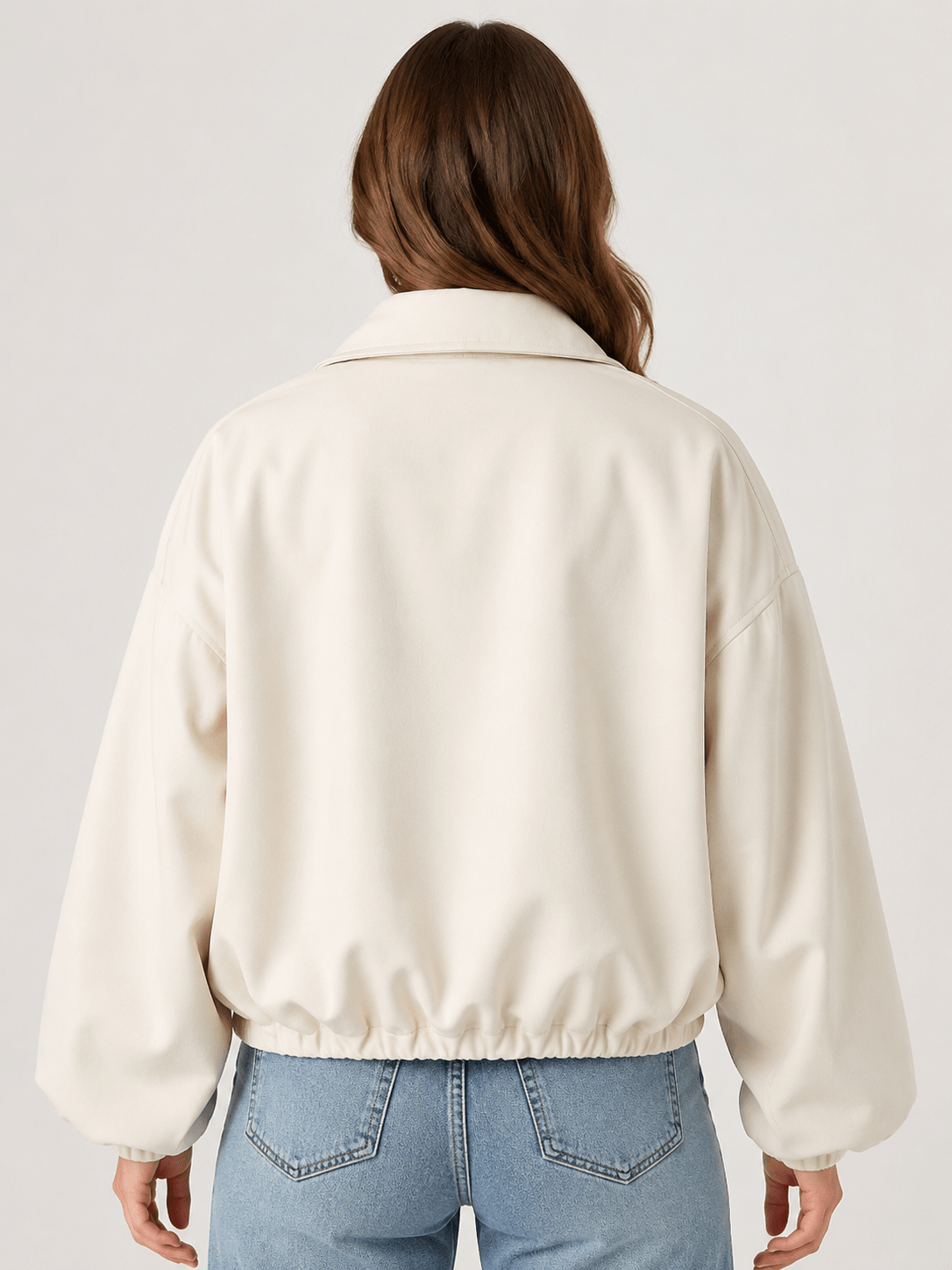 Women's Casual Zip Front Utility Jacket Long Sleeve Lapel Collar Lightweight Spring & Autumn Coat - Edin London