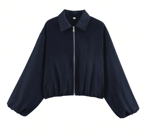 Women's Casual Zip Front Utility Jacket Long Sleeve Lapel Collar Lightweight Spring & Autumn Coat - Edin London