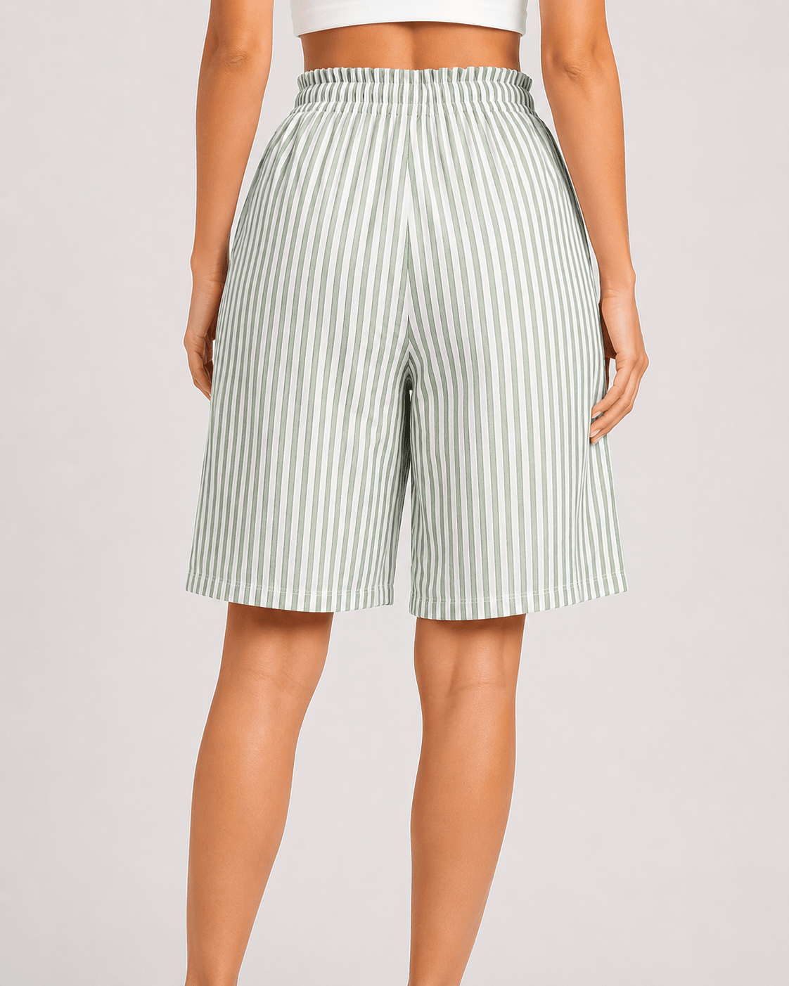 Women's Checkered Bermuda Shorts Knee Length Casual Loose Fit Shorts with Side Pockets - Edin London