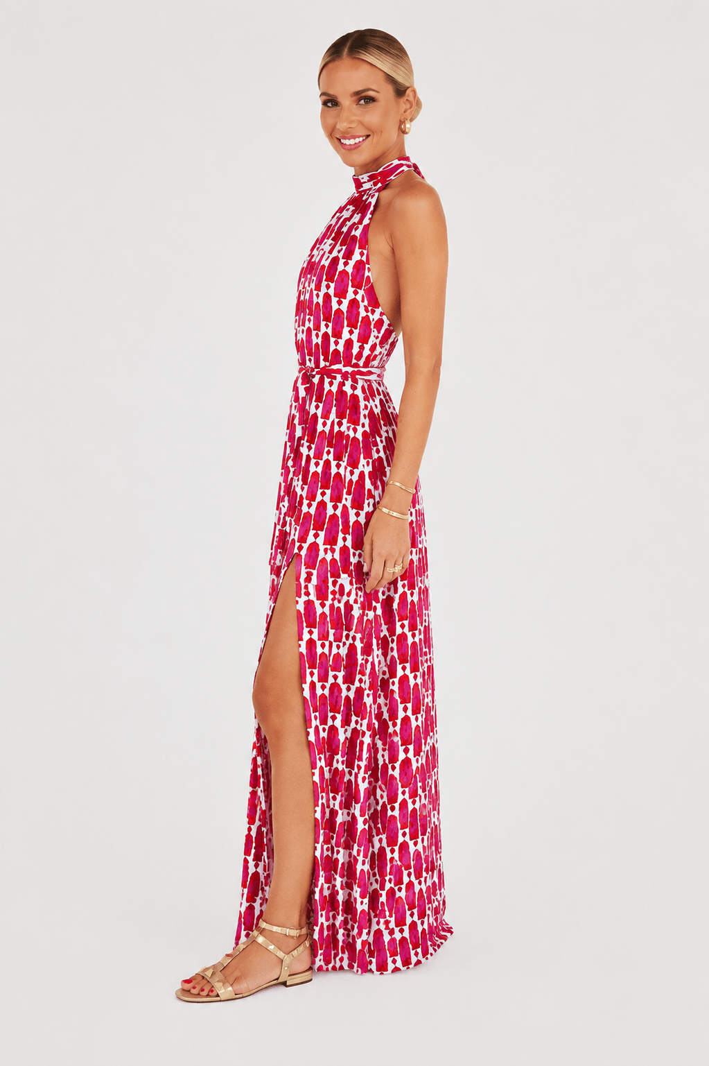 Women's clothing spring and summer new cross-border fashion printed neck beach vacation long dress - Edin London