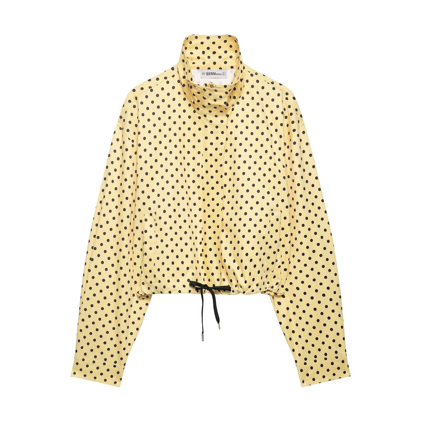 Women's Clothing Stand-Up Collar Polka Dot Bubble Gauze Jacket Pilot-Style Coat - Edin London