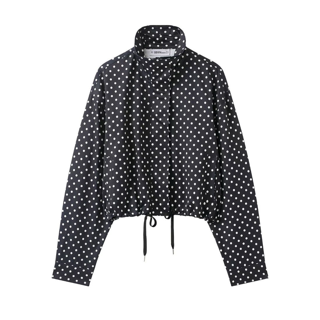 Women's Clothing Stand-Up Collar Polka Dot Bubble Gauze Jacket Pilot-Style Coat - Edin London