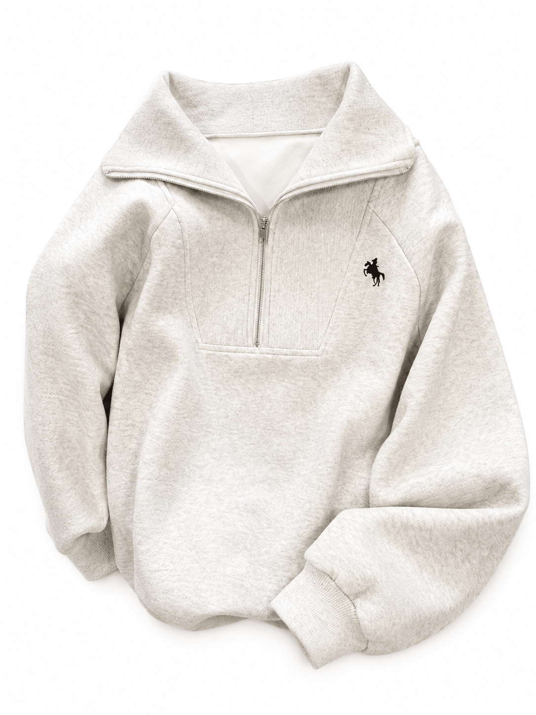 Women’s Cream White Quarter Zip High Collar Oversized Sweatshirt Everyday Travel - Edin London