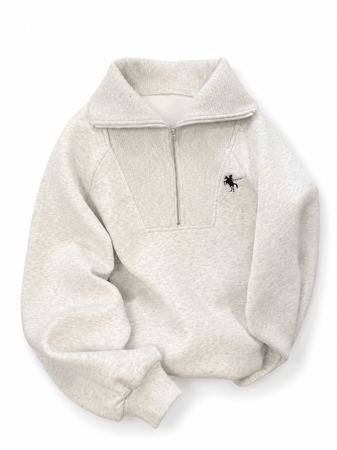 Women’s Cream White Quarter Zip High Collar Oversized Sweatshirt Everyday Travel - Edin London