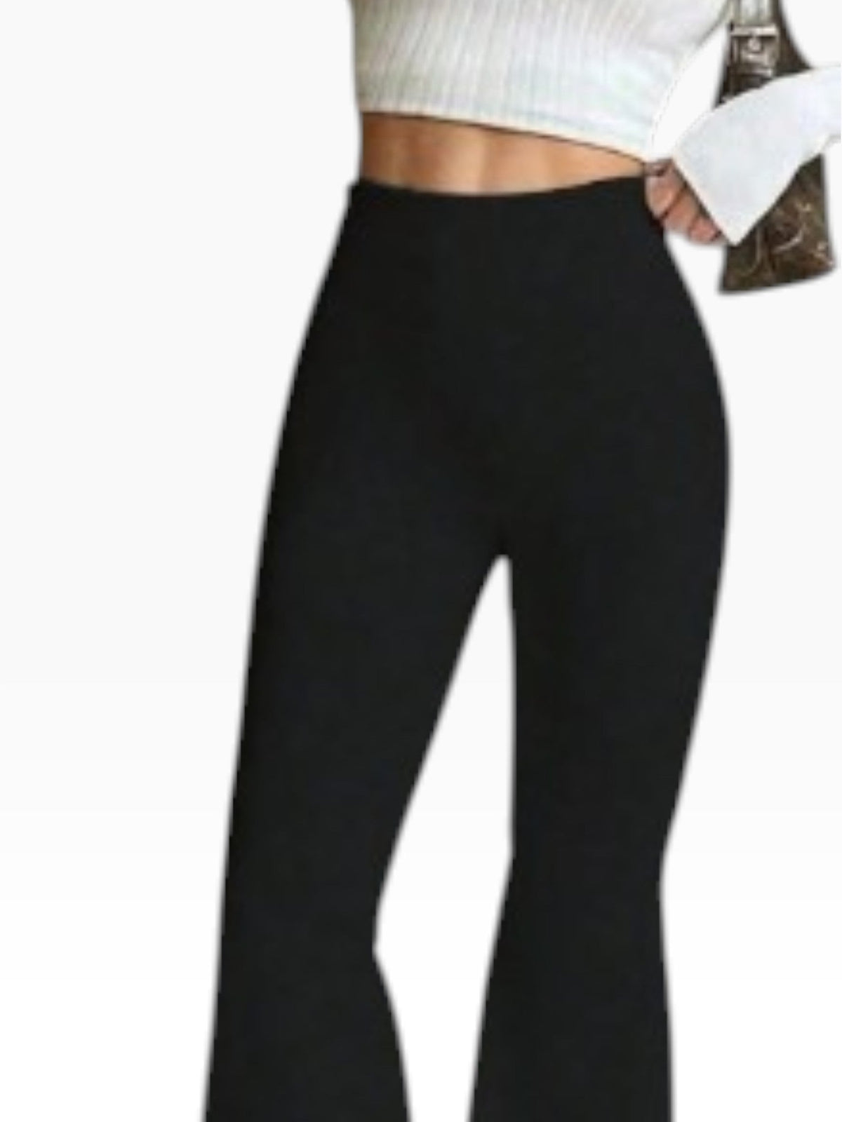 Women’s Dark Brown High-Waisted Flared Leggings Stretch Fit - Edin London
