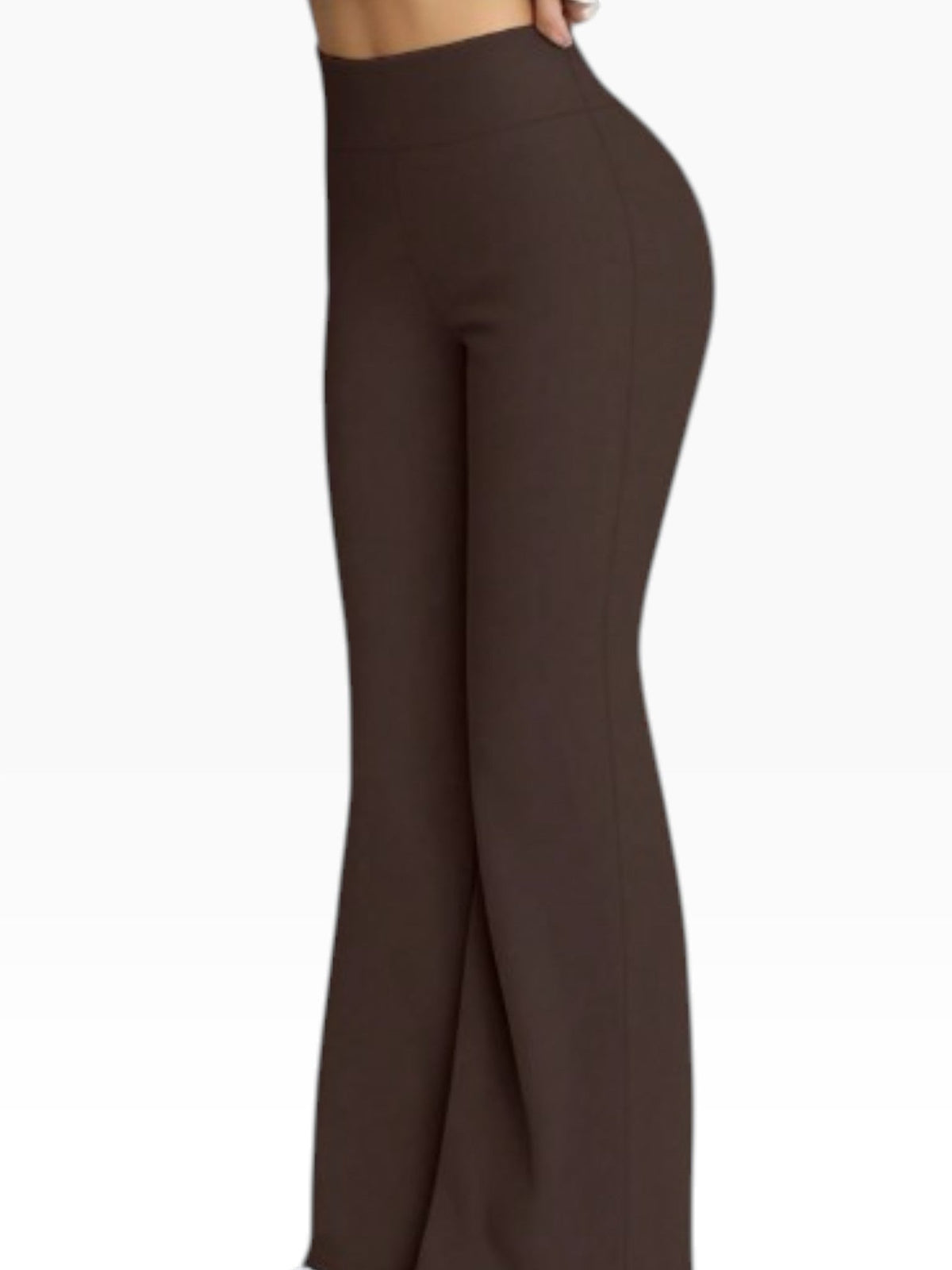 Women’s Dark Brown High-Waisted Flared Leggings Stretch Fit - Edin London