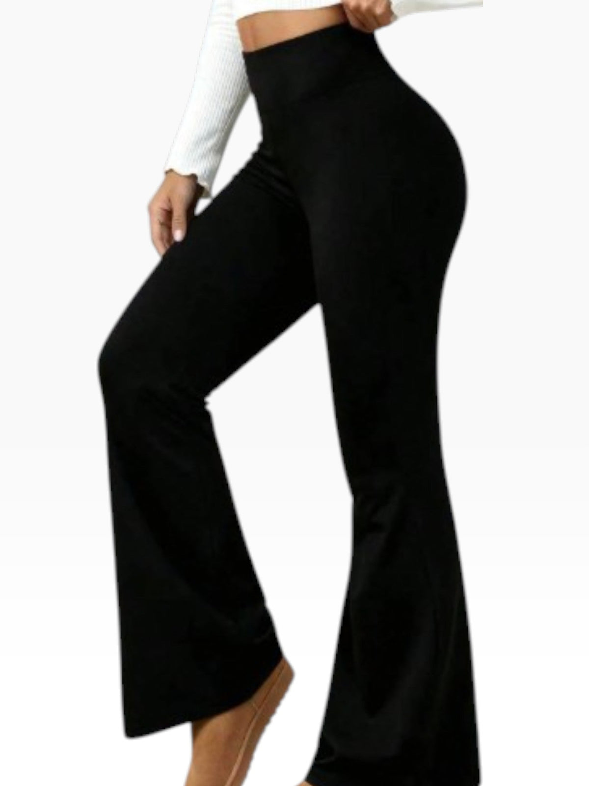 Women’s Dark Brown High-Waisted Flared Leggings Stretch Fit - Edin London