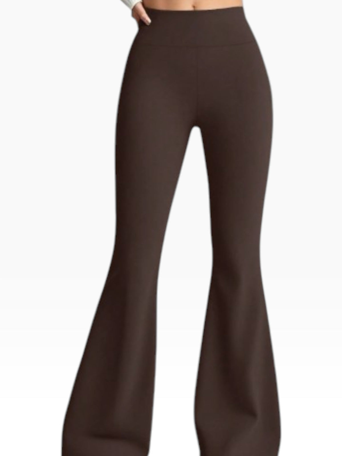 Women’s Dark Brown High-Waisted Flared Leggings Stretch Fit - Edin London
