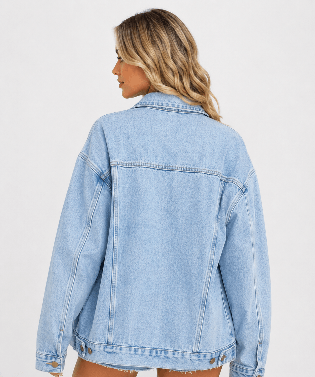 Women's Denim Jacket Denim Long Sleeve Oversized Button Fashion Jacket - Edin London