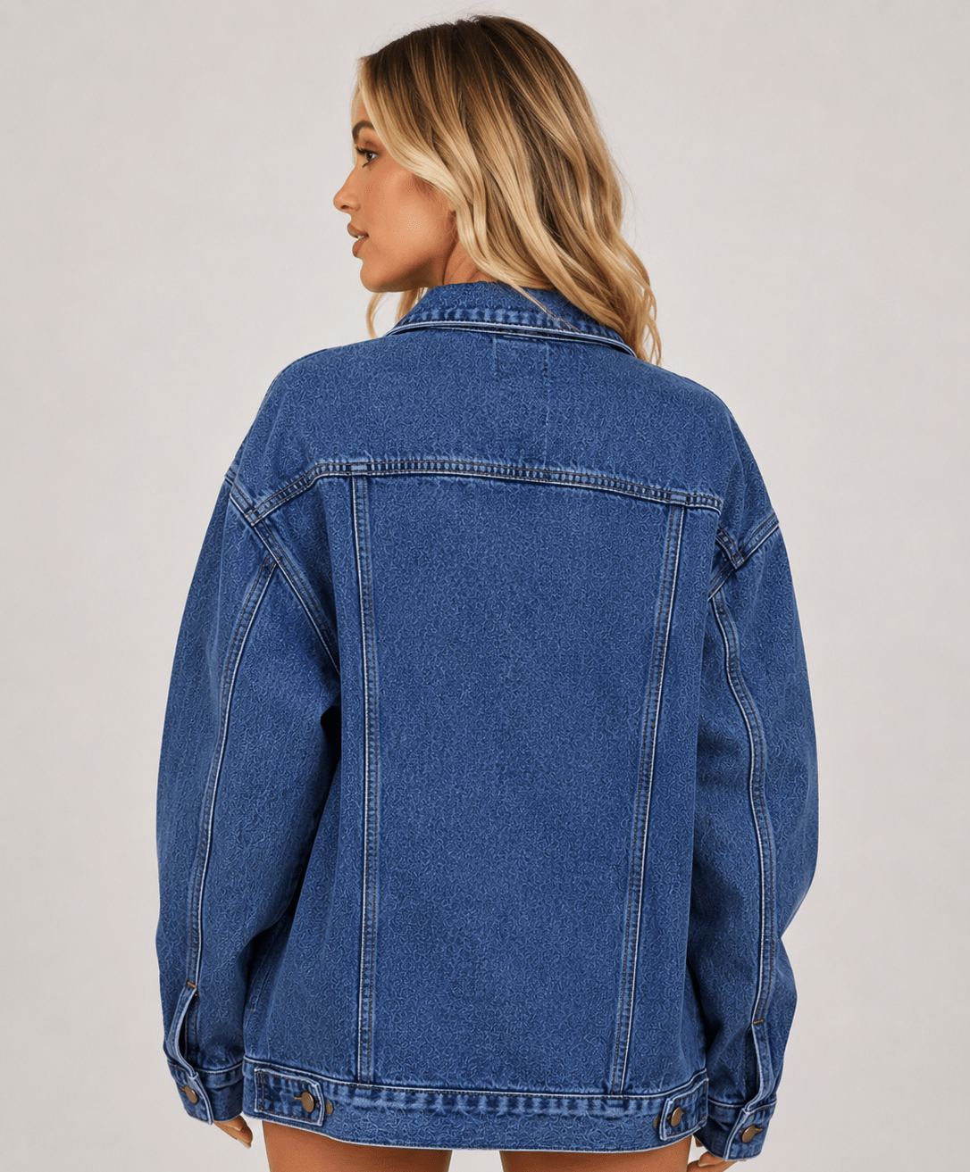 Women's Denim Jacket Denim Long Sleeve Oversized Button Fashion Jacket - Edin London