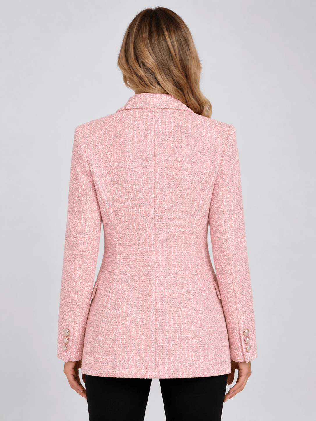 Women's Double Breasted Blazer Elegant Long Sleeve Office Suit Jacket - Edin London
