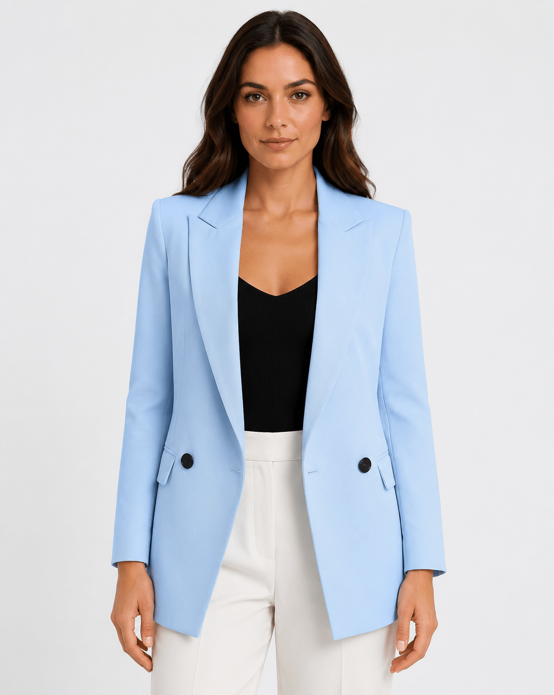 Women's Double Breasted Business Blazer Elegant Tailored Office & Casual Jacket - Edin London