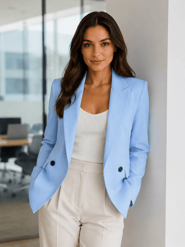 Women's Double Breasted Business Blazer Elegant Tailored Office & Casual Jacket - Edin London
