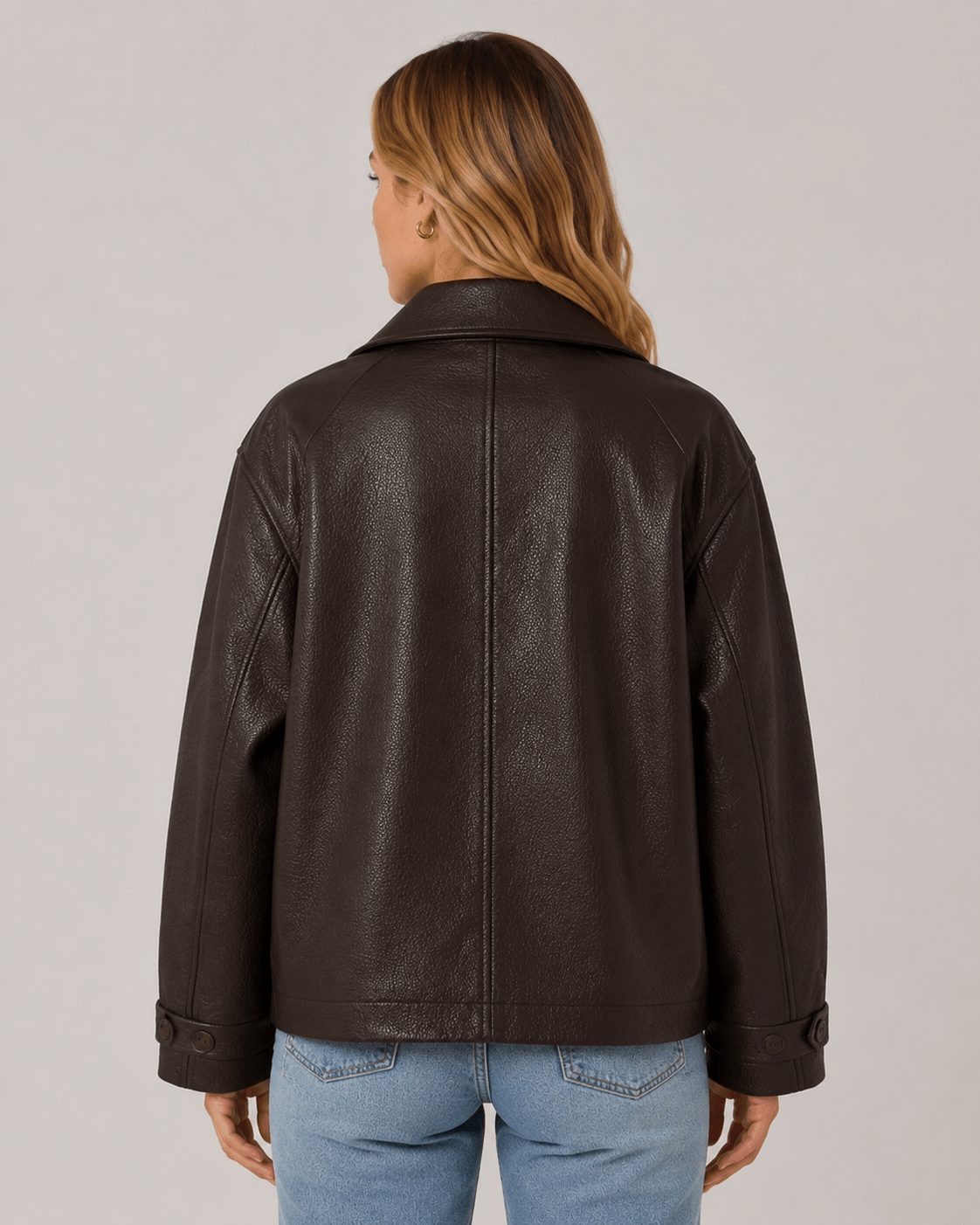 Women’s Double-Breasted PU leather Jacket - Edin London
