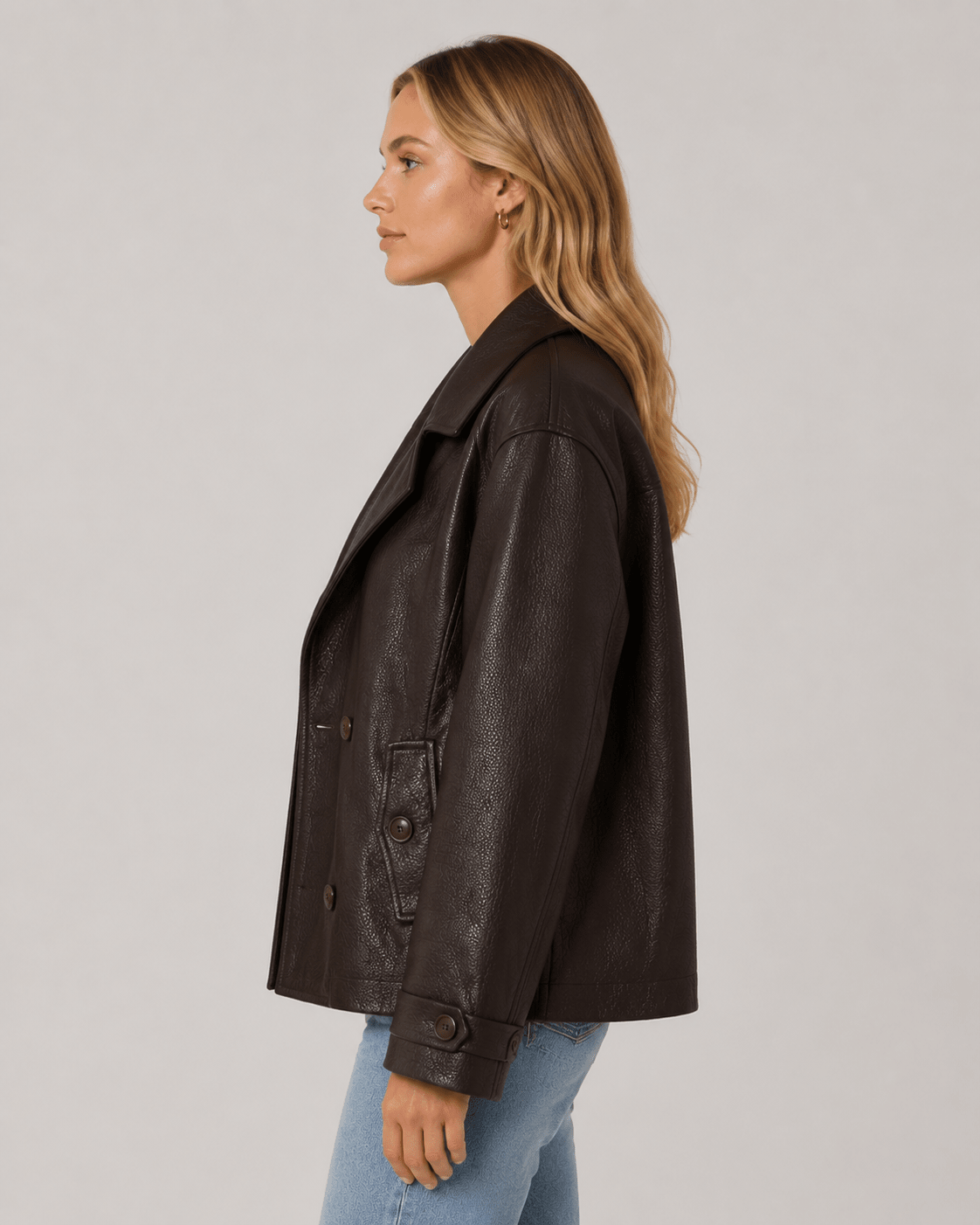Women’s Double-Breasted PU leather Jacket - Edin London