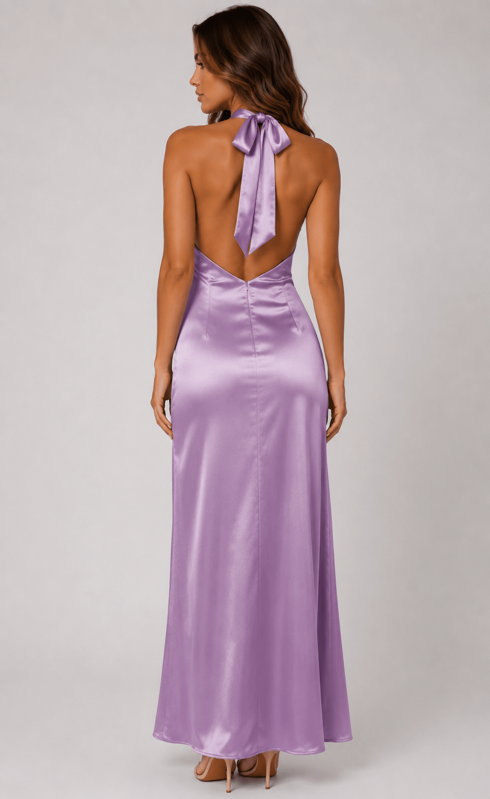 Women's Draped Neck Tie-Waist Backless Maxi Dress Elegant Ruched Summer Evening Party Dress - Edin London