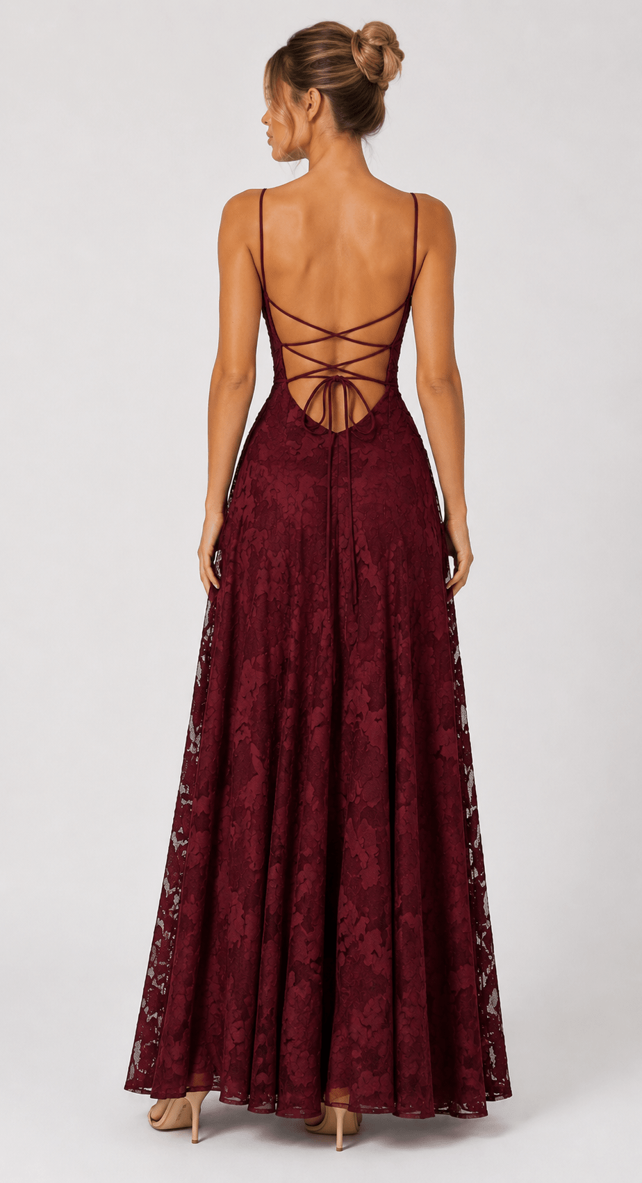 Women's Elegant Backless Maxi Dress Spaghetti Strap High Waist Evening & Prom Dress - Edin London